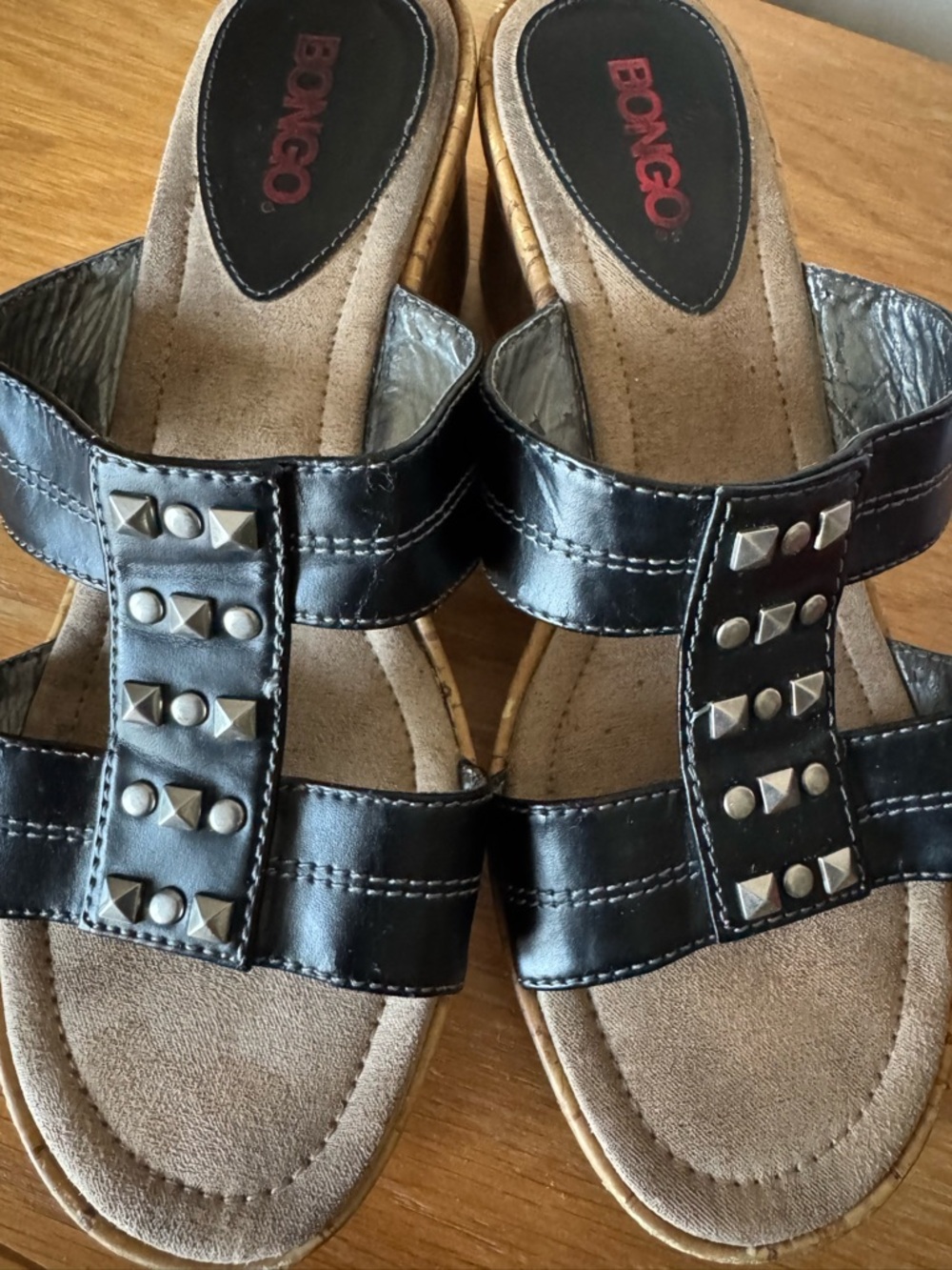 BONGO Black Studded Slide Mules